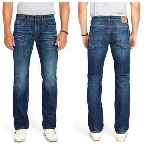 Buffalo David Bitton Relaxed Straight Driven Jeans in Dark Blue Sanded
